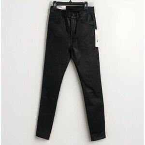 Joe's Jeans The Charlie High Rise Coated Skinny Ankle Black SZ 25 New $198